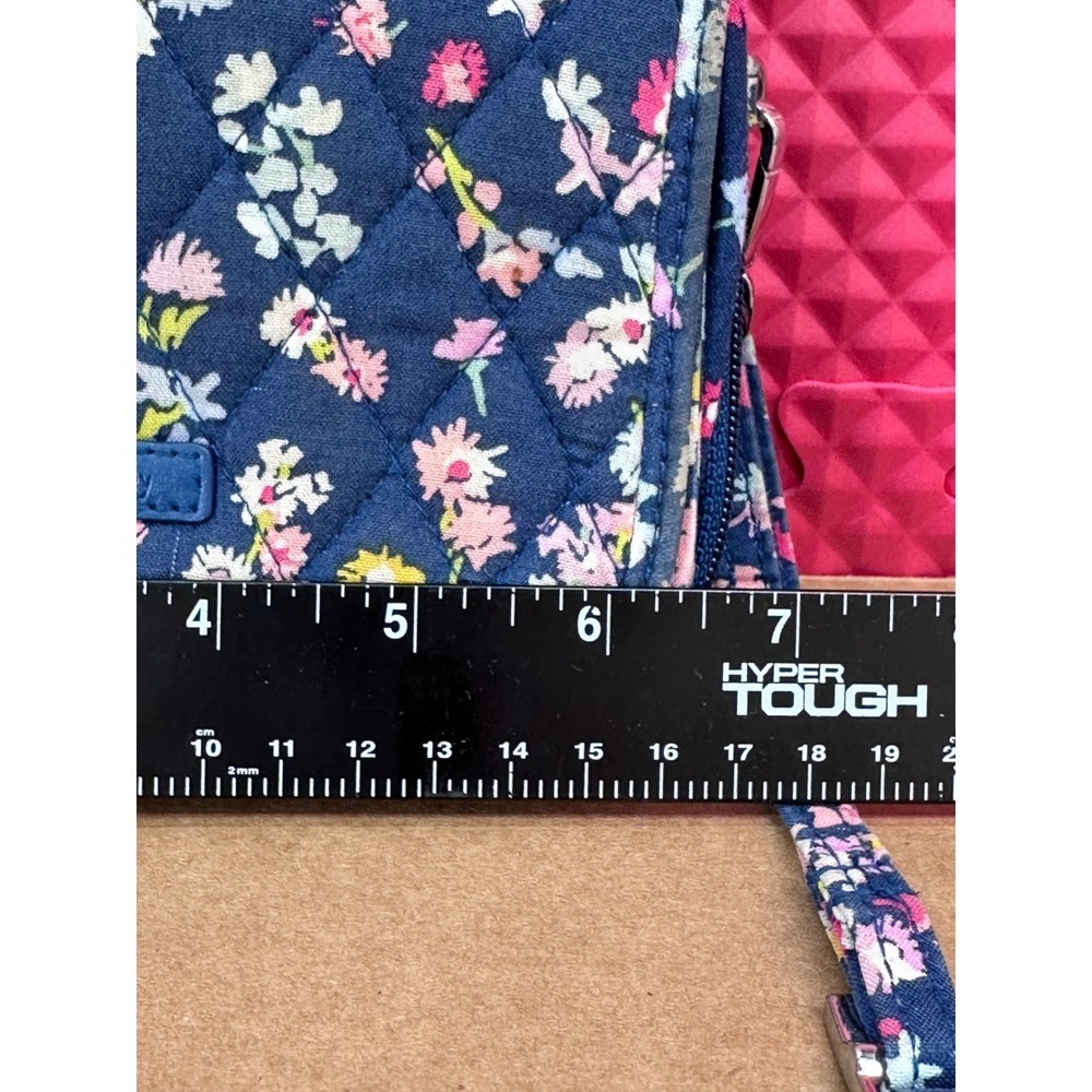 Vera Bradley Quilted Floral RFID Crossbody Wallet Bag Navy Blue - Picture 7 of 13